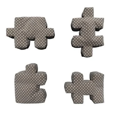 3D textile brown puzzles in white peas Stock Illustration
