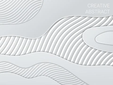 3D texture background. White layers. Abstract topographic pattern. Minimal Stock Illustration