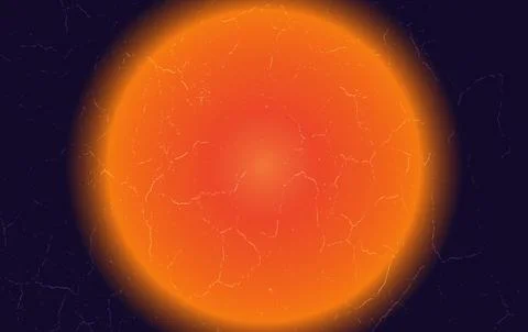 3d texture crack effect on red orange mix sun vector on black background, Stock Illustration