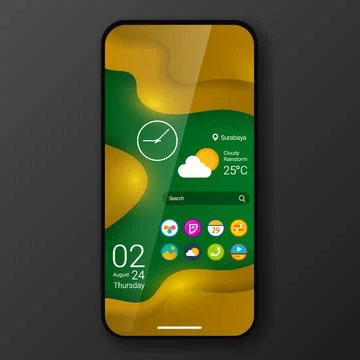 3d texture wave custom user interface home screen realistic smartphone design Stock Illustration