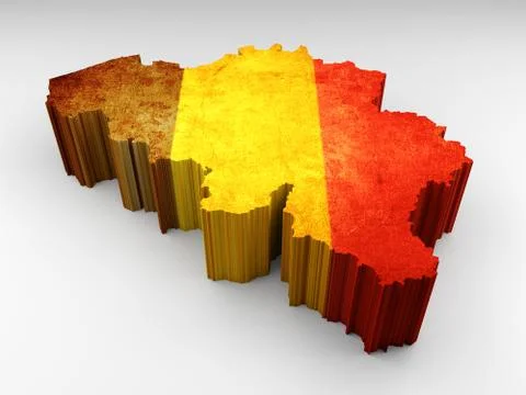 3d textured Belgium map with a Belgian flag Stock Illustration
