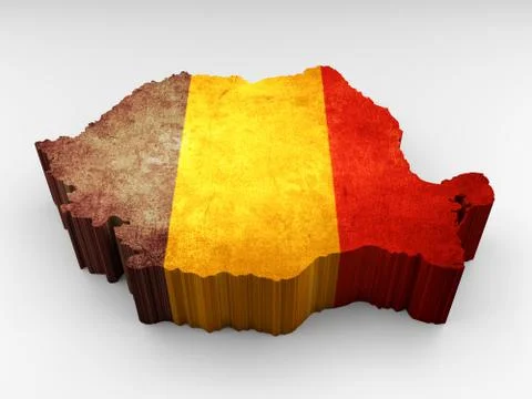 3d textured Belgium map with a Belgian flag Stock Illustration