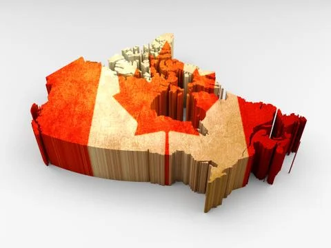 3d textured Canada map with a Canadian flag Stock Illustration