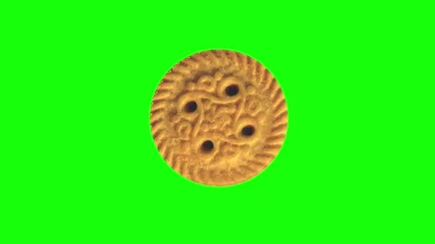 3D textured cookie design on a green background Stock Footage 287011441