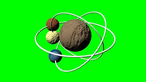 3d textured planet model with three orbits and three satellite moons. Fantasy Stock Footage 116722814