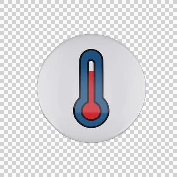 3D Thermometer Temperature Weather Icon Button Isolated Transparent Stock Illustration