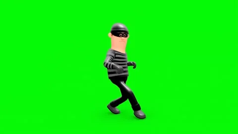 3D Thief Approaching Quietly Looking Around Tiptoeing Stock-Footage 266971998