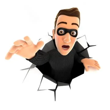 3d thief falling down into a hole Stock Illustration