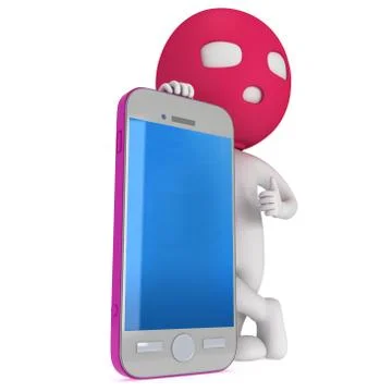 3d thief with smartphone Stock Illustration