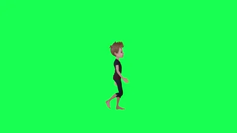 3d thin boy walking left angle green screen chroma key Stock-Footage 259823129