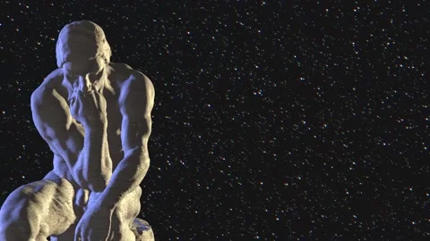 3D The Thinker Rotating Statue Animation. Greek Sculpture In Modern Art Style. Stock Footage 194805572