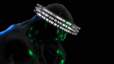 3D The Thinker Statue with Binary Code Animation. Stock Footage 239524932