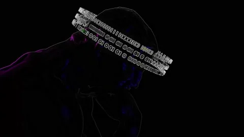 3D The Thinker Statue with Binary Code Animation. Stock Footage 239524990