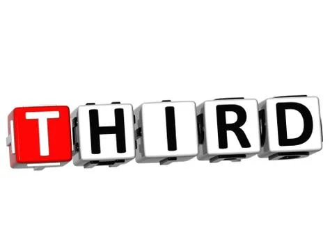 3d third block button text Stockillustratie