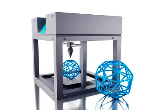3D Three dimensional printer. Stock Illustration