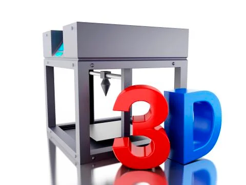 3D Three dimensional printer. Stock Illustration