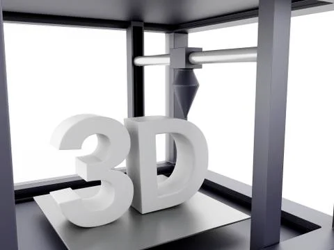 3D Three dimensional printer. Stock Illustration