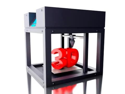 3D Three dimensional printer. 库存插图