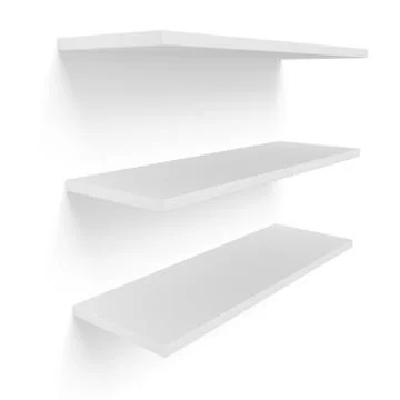 3D three empty blank shelves on white 스톡 일러스트