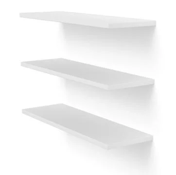 3D three empty blank shelves on white 스톡 일러스트