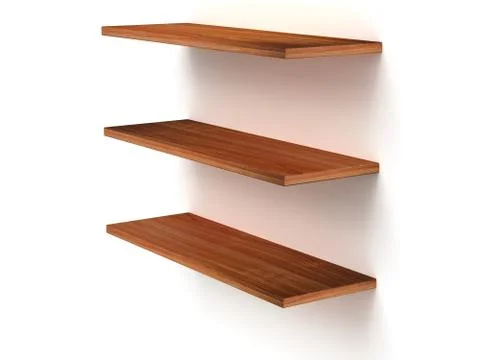 3D three empty wood shelves Ilustración de archivo