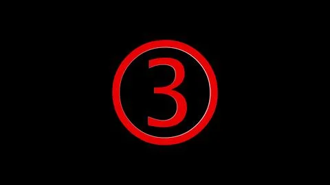 3d three logo icon loopable red color on black background Stock Photos
