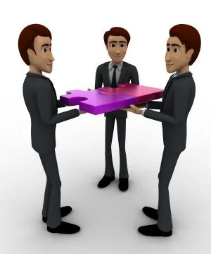 3d three men team conncet puzzle concept Stock Illustration