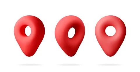 3D Three red location pin icons 스톡 일러스트