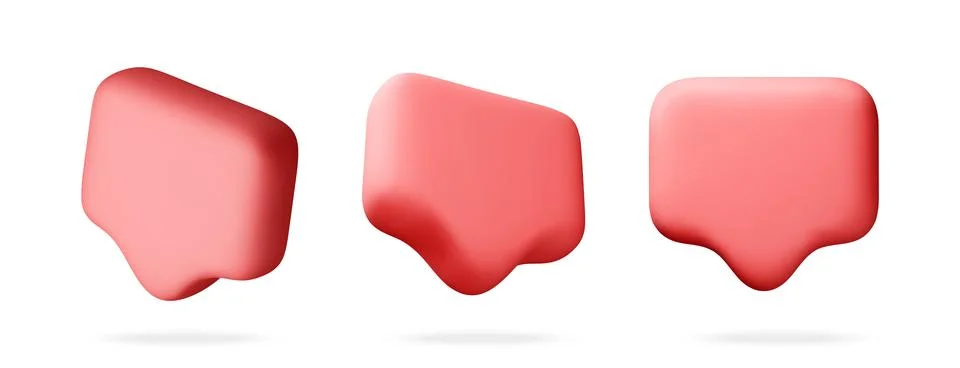 3D Three red speech bubble icons for social media イラスト素材