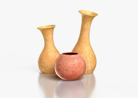 3D three simple ceramic vases Stock Illustration