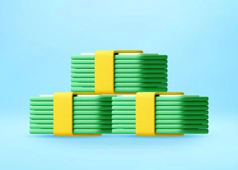 3D Three stacks of money イラスト素材