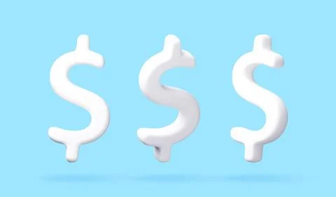 3D Three white dollar signs Illustrazione stock