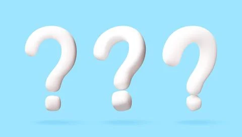 3D Three white question marks set Illustrazione stock