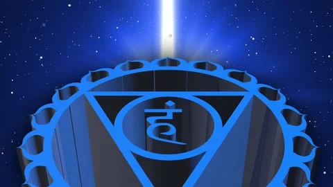 3D throat chakra symbol with light background Stock-Footage 146936130