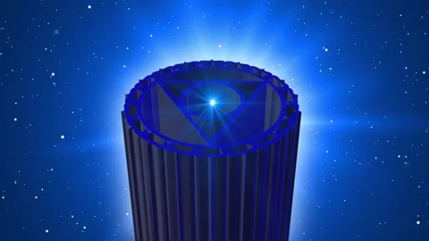 3D throat chakra symbol with light background 스톡 동영상 146936219