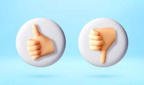3d thumb up and thumb down hand gestures Stock Illustration