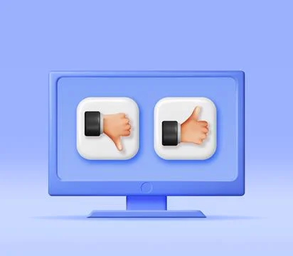 3D Thumbs Up and Thumbs Down Hands in Computer Illustrazione stock