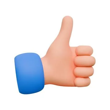 3D Thumbs Up with Blue Cuff on Clean Background Stock Illustration