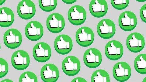 3D Thumbs Up Like Button Pattern Animation on Grey Video stock 330825717