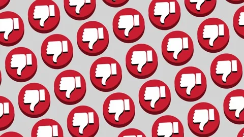 3D Thumbs Down Dislike Button Pattern Animation on Grey Stock Footage 330825701