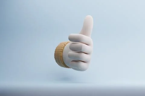 3D Thumbs Up Gesture, Light Blue Studio, Minimal Background, Positive Feedb.. Stock Illustration