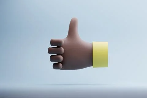 3D Thumbs Up Gesture, Studio Background, Positive Feedback, Web Design Stock Illustration