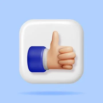 3D Thumbs Up Hand Gesture Button Stock Illustration