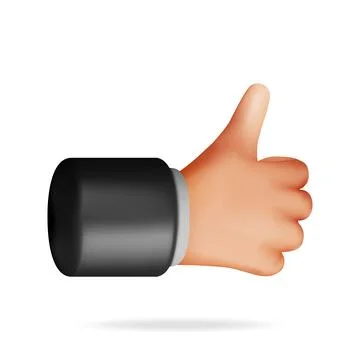 3D Thumbs Up Hand Gesture Button Stock Illustration
