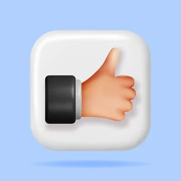 3D Thumbs Up Hand Gesture Button Illustrazione stock