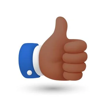 3d Thumbs Up Hand Gesture, Vector Illustration. Like Symbol with Raised Thumb Ilustração Stock