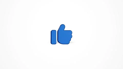 3D Like Thumbs Up Icon Animated Loop on White Background 4K Stock Footage 347650746