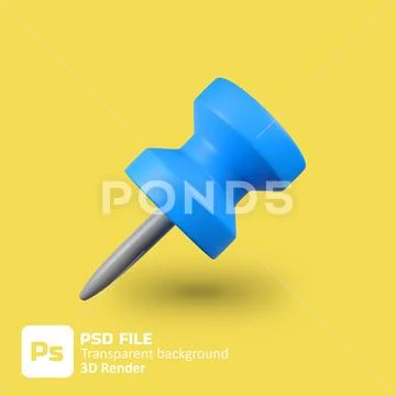3d thumbtack pin icon PSD Template