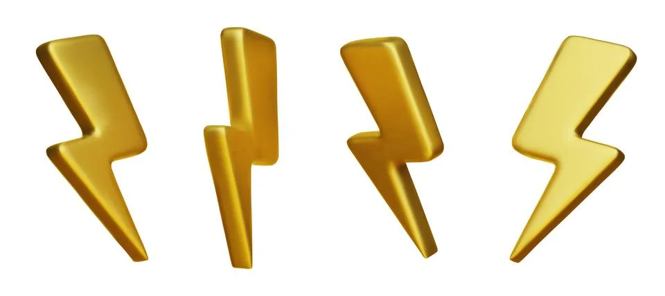 3d Thunder and bolt lighting flash correction set flash sale element. vector Stock-Illustration
