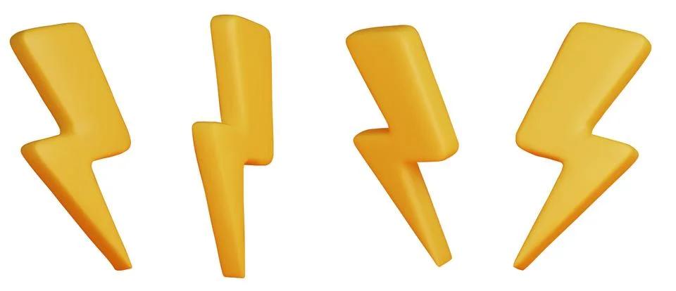 3d Thunder and bolt lighting flash correction set flash sale element. vector Stock Illustration